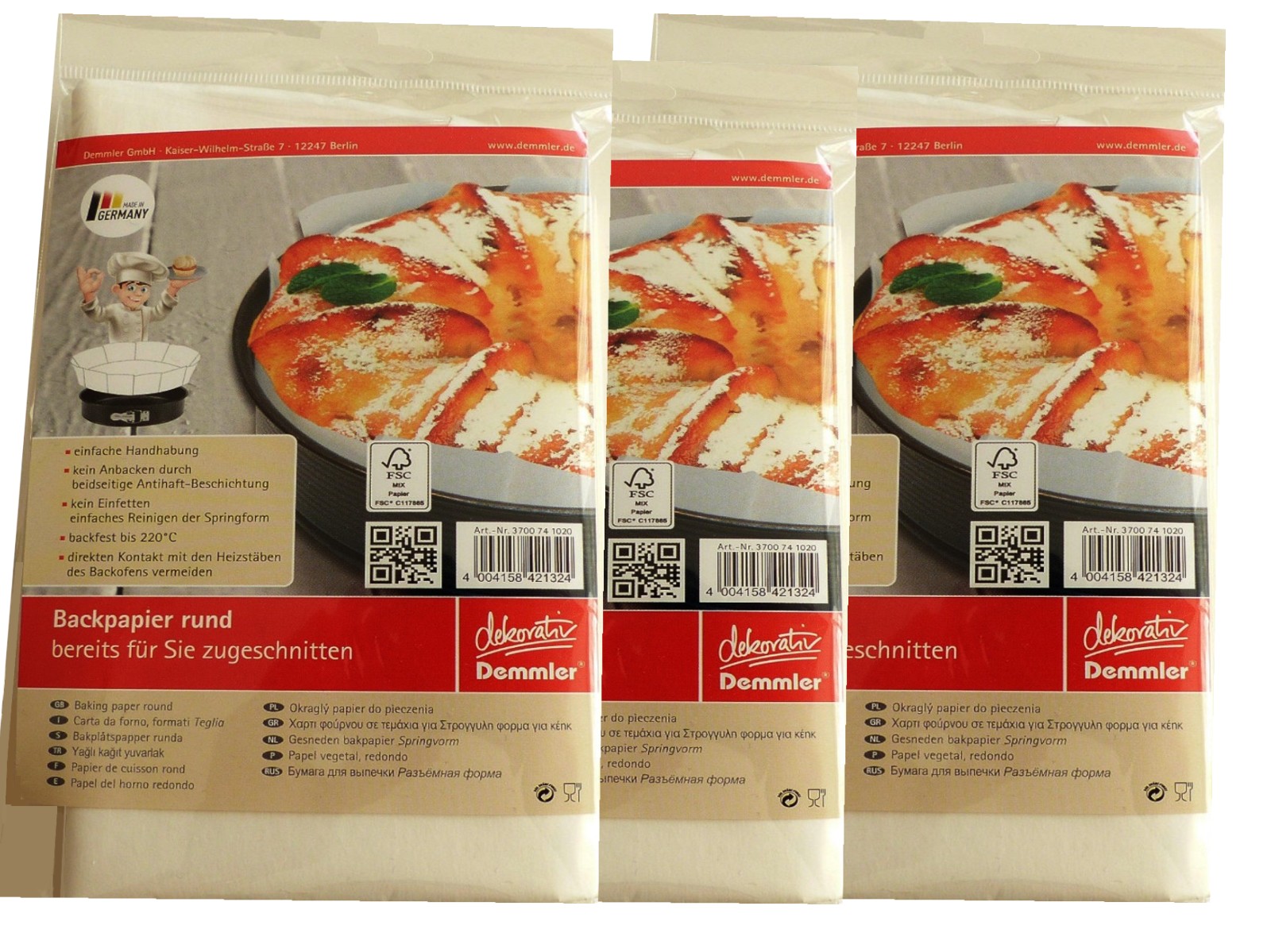 Backpapier rund 37 cm fertige Zuschnitte für Springformen