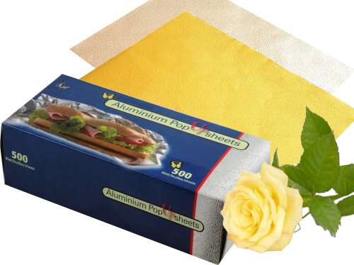 Gold Aluminiumfolie gepr�gt 500 Blatt Box 23x27cm, fertige Zuschnitte Schokoladen-Einwickelfolie