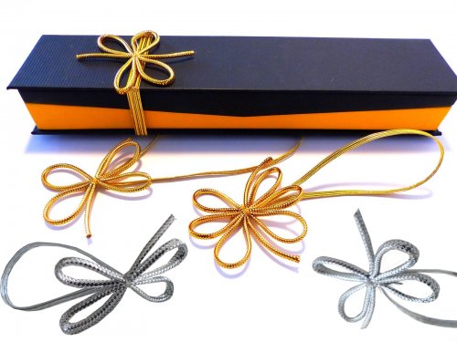 Gummiband-Schleife 100 St�ck, 20 cm Umfang in Farbe Gold & Silber Fertigschleife Ziergummiband