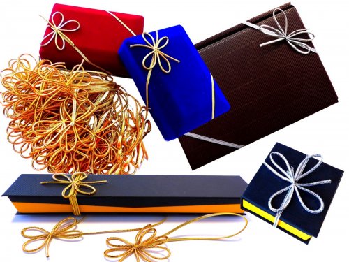 Gummiband-Schleife 100 St�ck, 30 cm Umfang in Farbe Gold & Silber Fertigschleife Ziergummiband