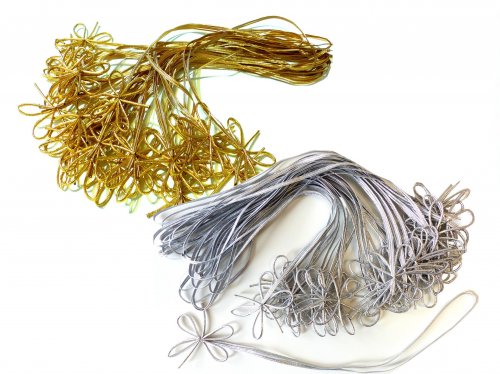 XXL Gummiband-Schleife 100 St�ck, 70 cm Umfang in Farbe Gold & Silber Fertigschleife Ziergummiband